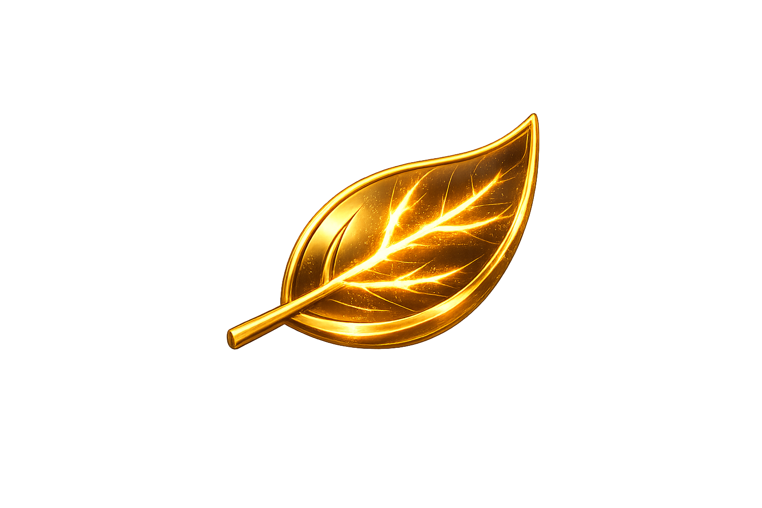 Golden leaf with 4 veins representing the 4 partners of Glow Lawns